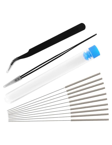 Kit de Limpieza de Boquillas Aokin 13 Pcs - Agujas 0.4mm y Pinzas