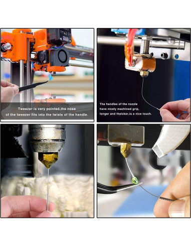 Kit de Limpieza de Boquillas Aokin 13 Pcs - Agujas 0.4mm y Pinzas