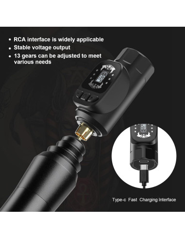 Kit de Tatuaje HAWINK Máquina Rotativa Inalámbrica 1600mAh