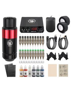 Kit de Tatuaje LIUMATE Pluma con 20 Agujas y 6 Tintas