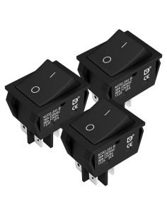 Interruptor DPST 4 Pines DaierTek KCD4 40A 12V CC Negro - 3 Pcs