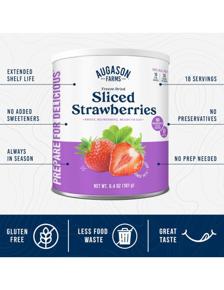 Fresas Deshidratadas por Congelación Augason Farms 181g - Snack Saludable