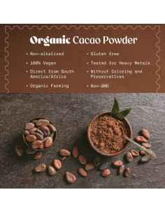 Cacao en Polvo Orgánico NaturaleBio 992g Sin Azúcar 2