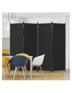 Divisor de habitación 4 paneles Kecreque negro 1.83m plegable