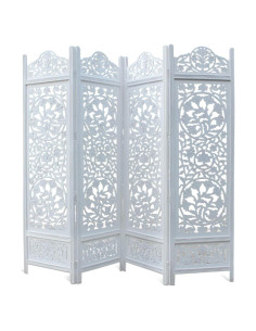 Cortina Craft Pantalla Divisoria de Madera 4 Paneles Kamal Blanco Antiguo 183x203 cm