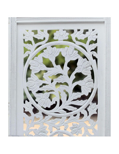 Cortina Craft Pantalla Divisoria de Madera 4 Paneles Kamal Blanco Antiguo 183x203 cm