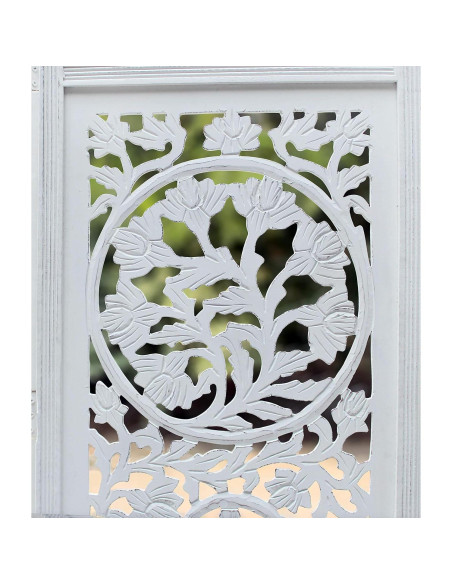 Cortina Craft Pantalla Divisoria de Madera 4 Paneles Kamal Blanco Antiguo 183x203 cm