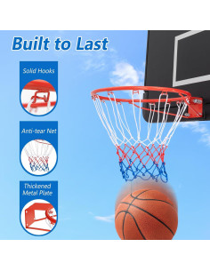 Aro de Baloncesto Goplus 18" Montaje en Pared con Red 2