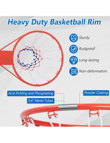 Aro de Baloncesto Goplus 18" Montaje en Pared con Red