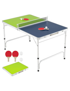 Mesa de Ping Pong Plegable Goplus 120 cm Azul Verde con Red