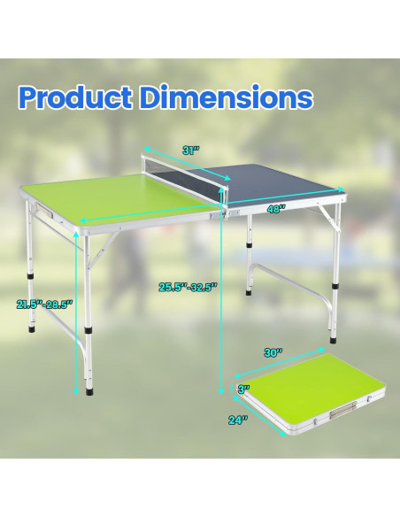 Mesa de Ping Pong Plegable Goplus 120 cm Azul Verde con Red