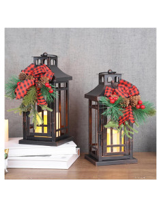 Faroles LED Decorativos NEEDOMO 2 Pcs para Navidad 12.7 cm