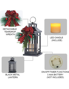 Faroles LED Decorativos NEEDOMO 2 Pcs para Navidad 12.7 cm 2