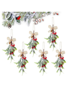 6 Adornos Colgantes de Muérdago Artificial 20 cm Luinabio
