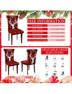 Fundas de Silla de Comedor Navideñas Preboun 6 Pcs Elásticas 2