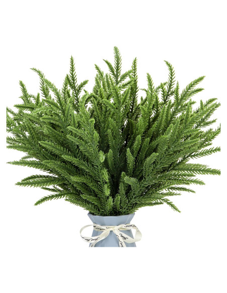 24 Ramas de Pino Norfolk Artificiales Kunjocy 34.3 cm Verde