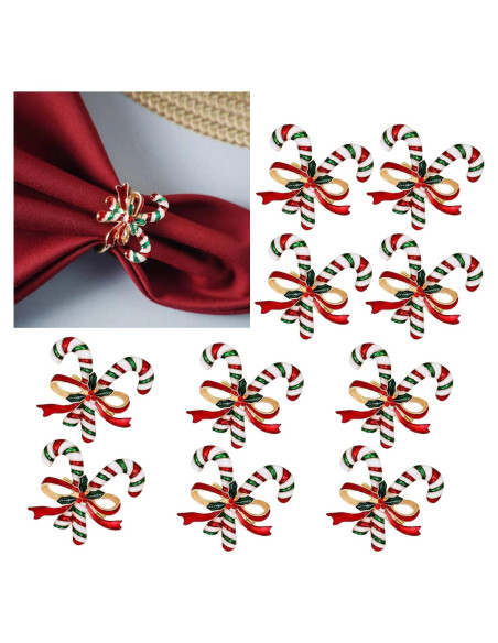 10 Anillos de Servilleta de Navidad ENASGLOO - Caña de Navidad