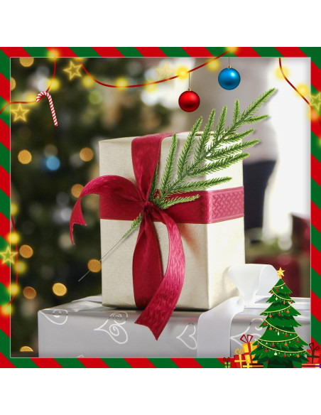 24 Ramas de Pino Norfolk Artificiales Kunjocy 34.3 cm Verde