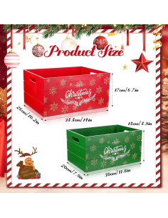 Juego de 2 Cajas de Almacenamiento de Madera Navidad 30x20x15cm y 35.5x26x17cm 2
