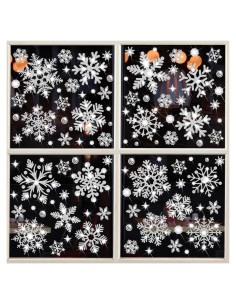 Adhesivos de Ventana Navidad SALEMAR 147PCS Copos Brillantes