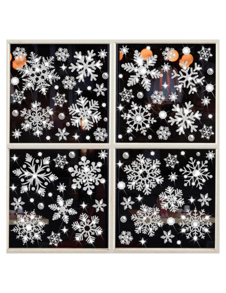 Adhesivos de Ventana Navidad SALEMAR 147PCS Copos Brillantes