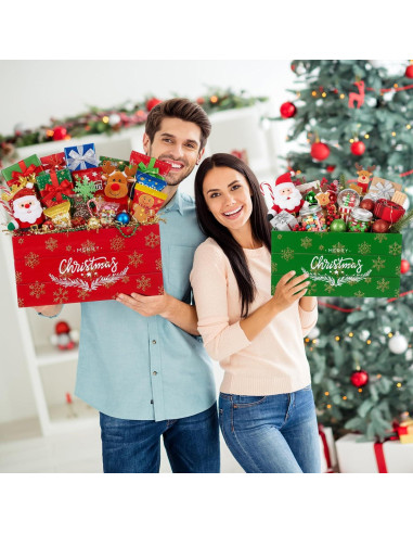 Juego de 2 Cajas de Almacenamiento de Madera Navidad 30x20x15cm y 35.5x26x17cm