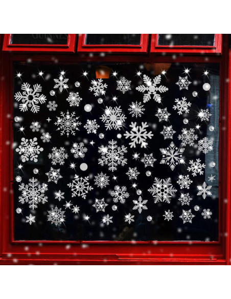Adhesivos de Ventana Navidad SALEMAR 147PCS Copos Brillantes