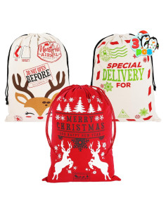 Bolsa de Regalo de Lona Grande JOYIN 66x48 cm Navidad