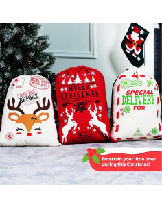 Bolsa de Regalo de Lona Grande JOYIN 66x48 cm Navidad 2