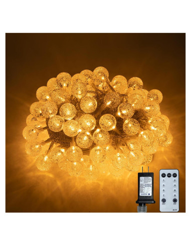 Luces de Cuerda LED 15m 100 Bolas de Cristal Ogrmar Blanco Cálido