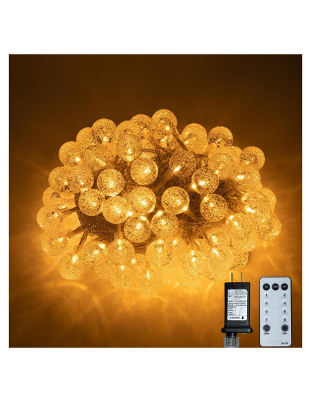 Luces de Cuerda LED 15m 100 Bolas de Cristal Ogrmar Blanco Cálido