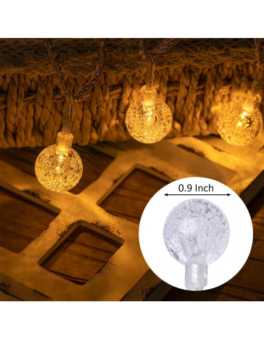 Luces de Cuerda LED 15m 100 Bolas de Cristal Ogrmar Blanco Cálido