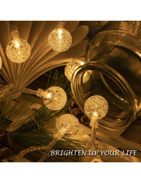 Luces de Cuerda LED 15m 100 Bolas de Cristal Ogrmar Blanco Cálido