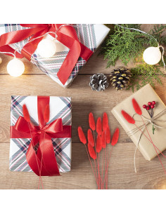 120 Piezas Colas de Conejo Rojas Flores Secas Naturales 43cm 2