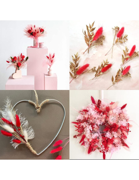 120 Piezas Colas de Conejo Rojas Flores Secas Naturales 43cm