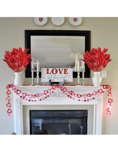 120 Piezas Colas de Conejo Rojas Flores Secas Naturales 43cm