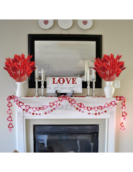 120 Piezas Colas de Conejo Rojas Flores Secas Naturales 43cm