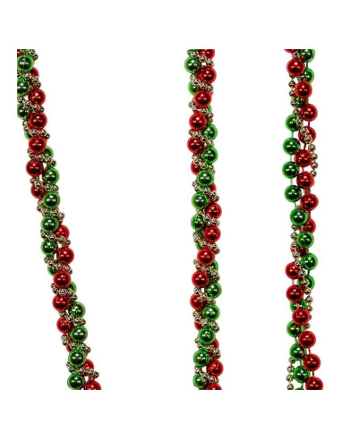 Guirnalda de cuentas retorcidas Kurt Adler 2.74m roja verde dorada