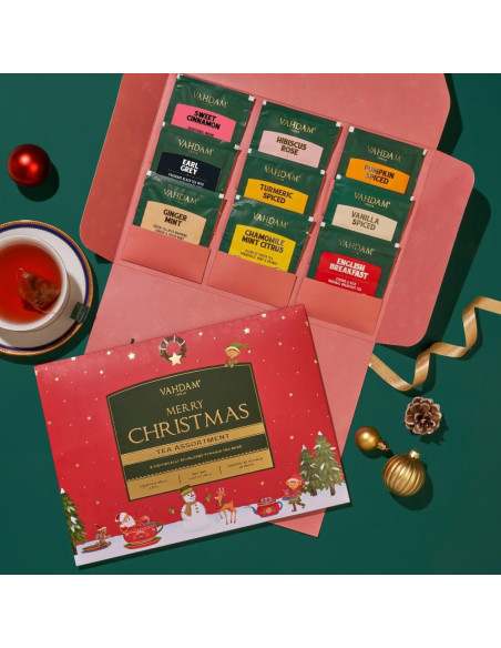Set de Regalo de Té VAHDAM Navidad 2025 - 9 Bolsitas Premium