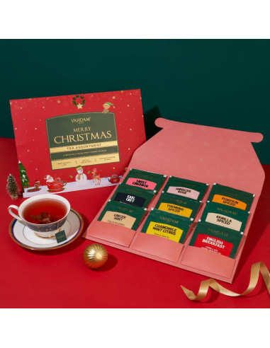 Set de Regalo de Té VAHDAM Navidad 2025 - 9 Bolsitas Premium