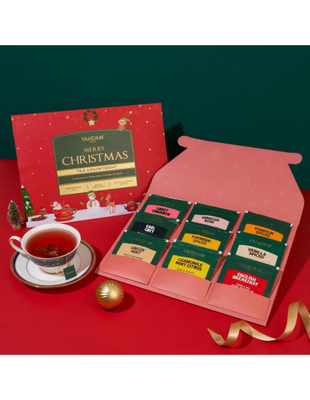 Set de Regalo de Té VAHDAM Navidad 2025 - 9 Bolsitas Premium