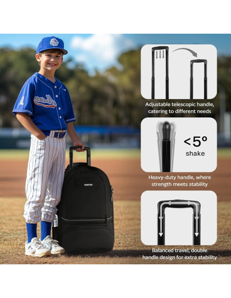 Mochila de béisbol rodante AUROTIER Au603200blk 56L