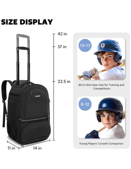 Mochila de béisbol rodante AUROTIER Au603200blk 56L