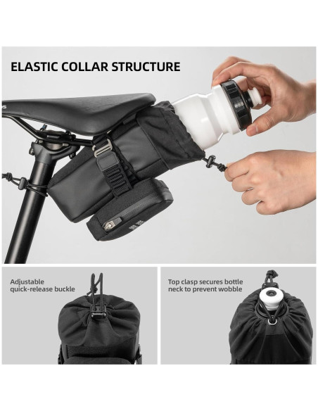 Bolsa de Sillín Rockbros con Porta Botellas 0.7L y Mini Mochila 0.3L
