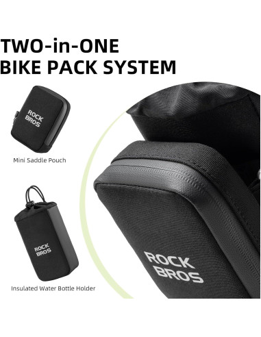 Bolsa de Sillín Rockbros con Porta Botellas 0.7L y Mini Mochila 0.3L