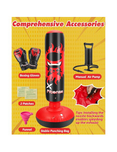 Saco de Boxeo Inflable Fitense para Niños 160 cm con Guantes 2