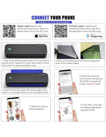 Impresora de Tatuajes BIOMASER Inalámbrica Bluetooth 1,23 kg