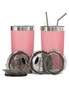 Juego de Vasos de Acero Inoxidable BluePeak 20oz Rosa 9 Piezas