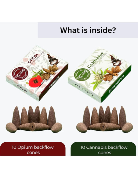 Conos de Incienso de Retroceso TRUMIRI - 20 Unidades Opio y Cannabis
