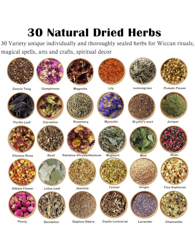 Kit de Brujería Ainswei 30 Hierbas y Flores Secas 1.02kg